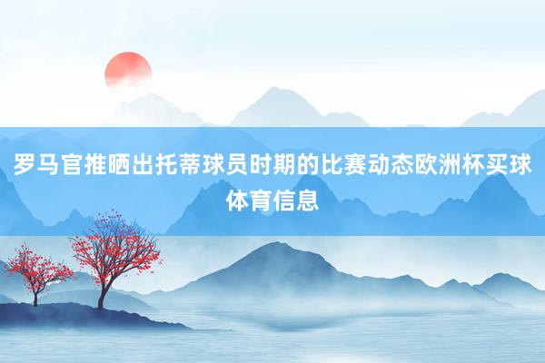 罗马官推晒出托蒂球员时期的比赛动态欧洲杯买球体育信息