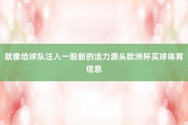 就像给球队注入一股新的活力源头欧洲杯买球体育信息