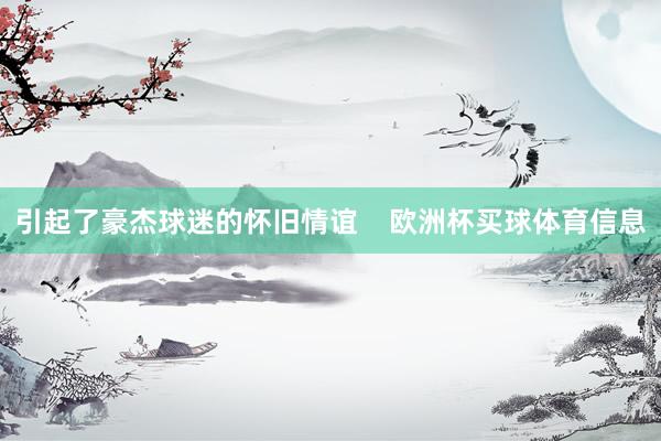 引起了豪杰球迷的怀旧情谊    欧洲杯买球体育信息