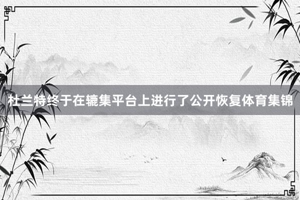 杜兰特终于在辘集平台上进行了公开恢复体育集锦